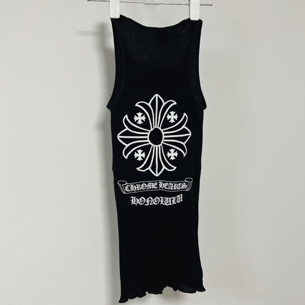 크롬하츠 호놀룰루 CH 플러스 로고 골지 슬리브리스 나시 블랙