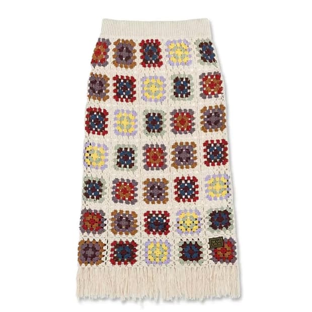 스컬프터 크로쉐 니트 롱스커트