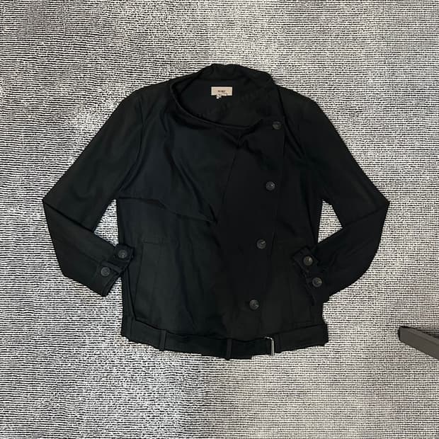 Helmut Lang 블랙 코튼 사선 벨티드 자켓