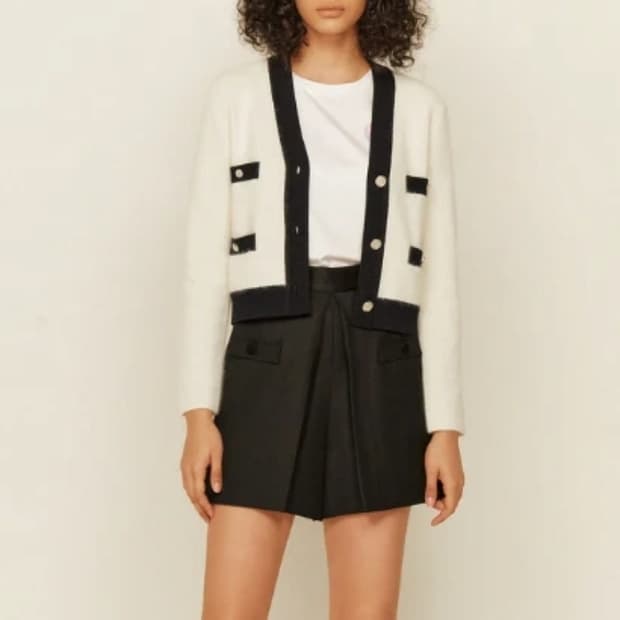 산드로 앙고라 배색 가디건