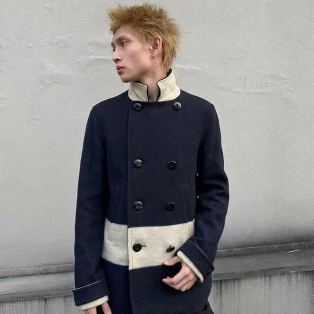 미하라야스히로 비대칭 서페이스 울 피코트