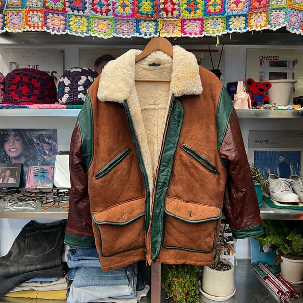 70s Vintage Shearling Leather Jacket
