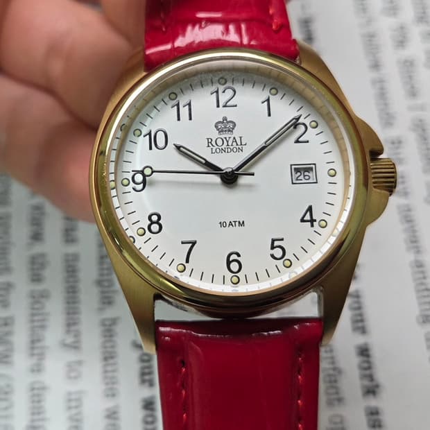 빈티지 로얄런던 아라빅숫자 레일로드 화이트다이얼 올금장 쿼츠 