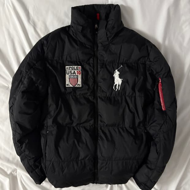 폴로 빅포니 성조기 패딩 블랙
