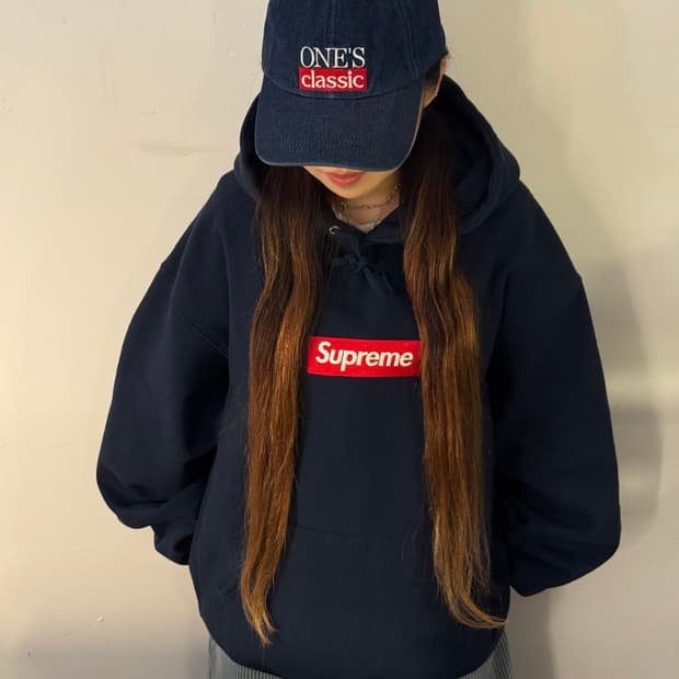 Supreme 레드 박스로고 오버핏 후드