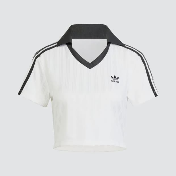 새상품) 아디다스 브이넥 크롭 반팔 셔츠 화이트