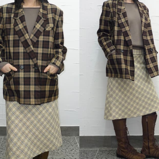 Butter check wool jacket