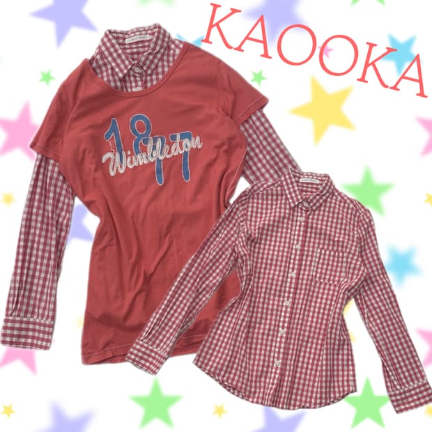 🍑데코라 괴짜룩 피치맛 코디세트🍑레이어드 체크 셔츠 프린팅 반팔