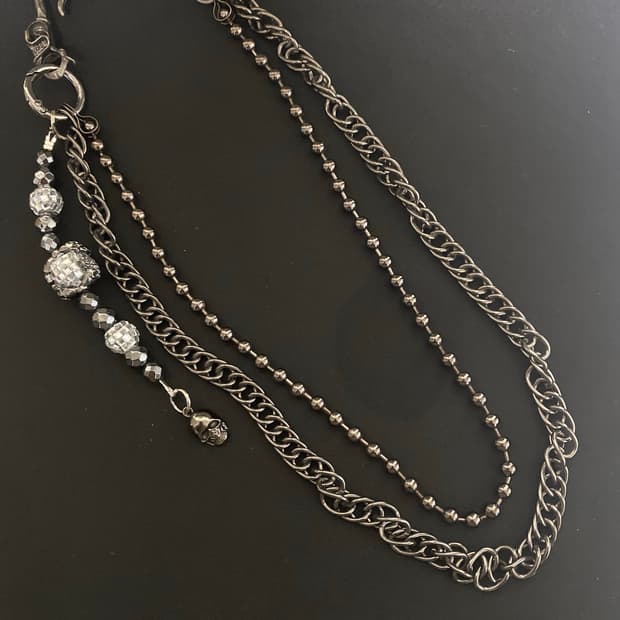 펑크 블럑  팬츠 체인