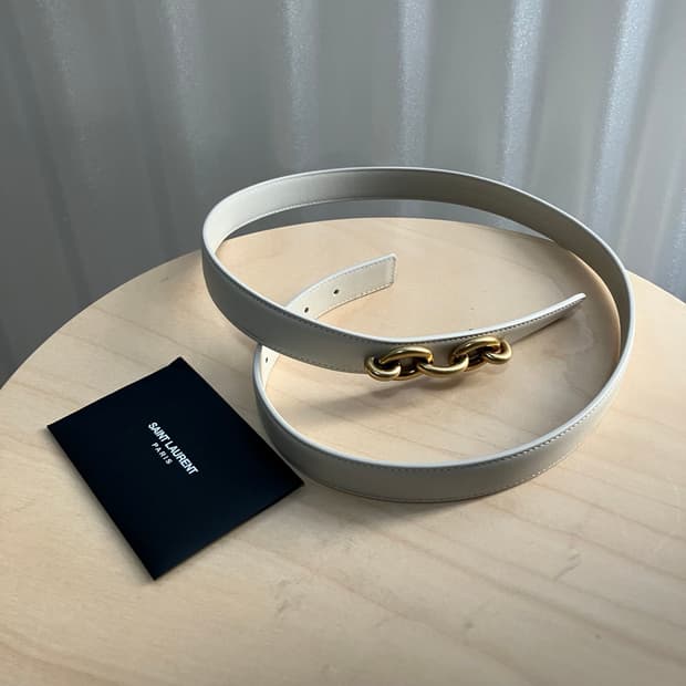 [80] Saint Laurent 골드 체인 슬림 벨트 에크루