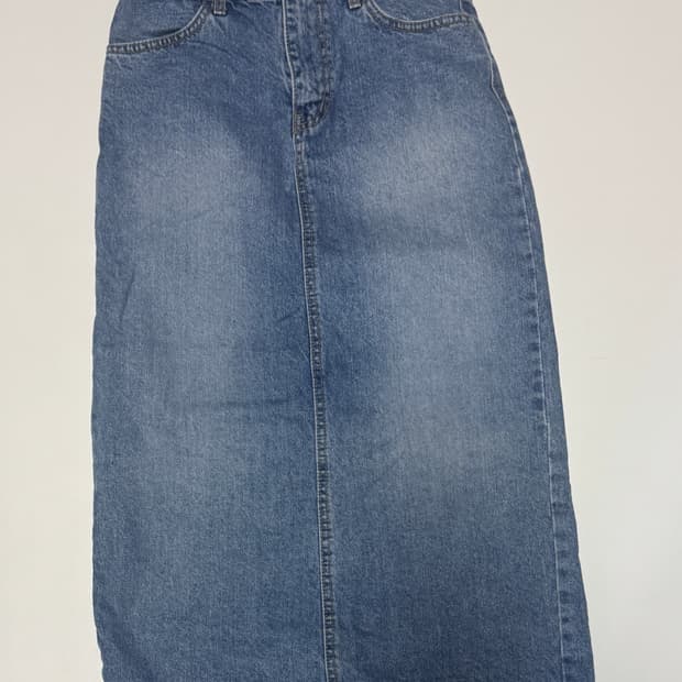 여성 블랙업 BLACKUP 빈티지 워싱 데님 롱 스커트 S