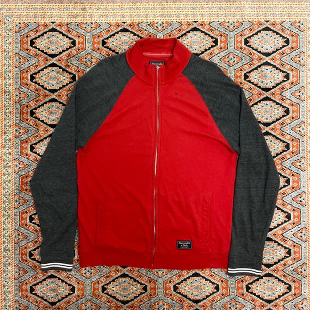 아베크롬비 나그랑 레드 면 집업 져지 자켓 남성M 