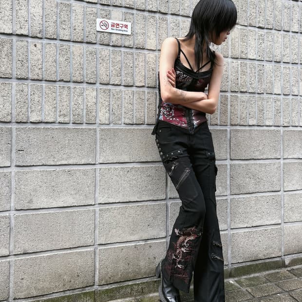 오즈온 오리엔탈 고딕 매쉬 부츠컷 팬츠