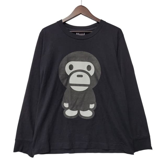 베이프 베이비 마일로 빅 페이스 롱슬리브 티셔츠 블랙