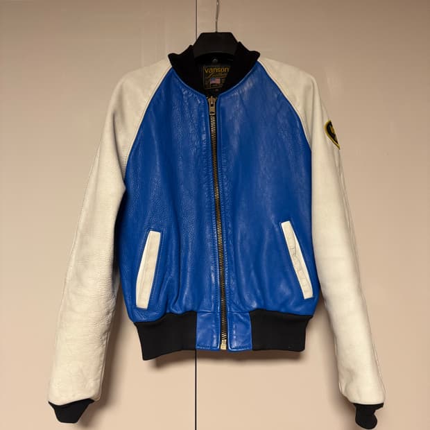 Vanson 벤슨 가죽 바시티 자켓 36