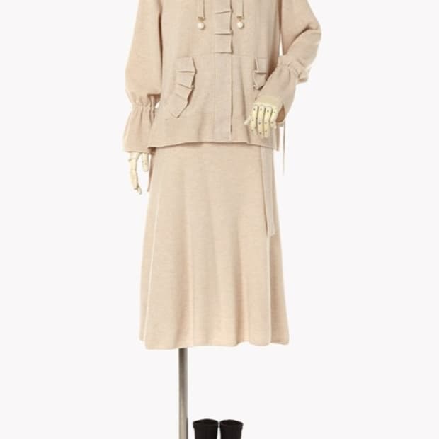 레니본 캐시미어 블렌드 후드 니트 가디건 스커트 셋업 54호