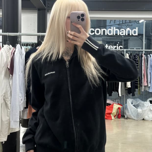 캘빈클라인 블랙 니트 하이넥 집업