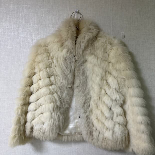 사가폭스 화이트브라운 믹스 더플코트퍼자켓