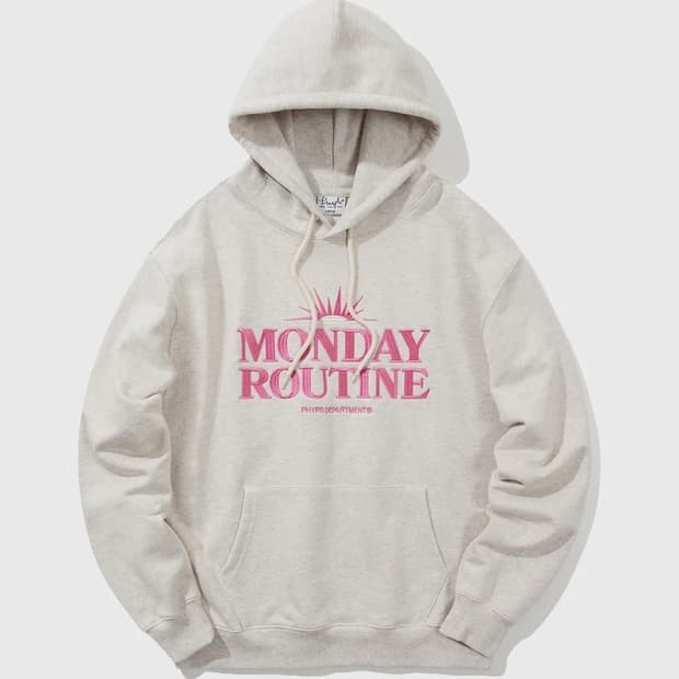 피지컬 디파트먼트 먼데이루틴 스티치 후드 오트밀 핑크