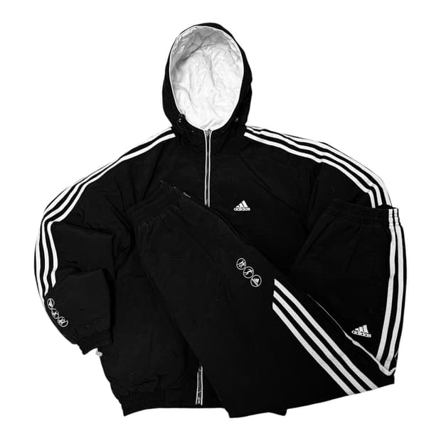 아디다스 퍼플라벨 00s 올드스쿨 검/흰 트레이닝 점퍼 세트