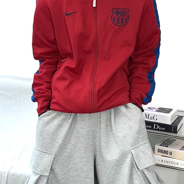 나이키 바르셀로나 레드 트랙탑 져지 L