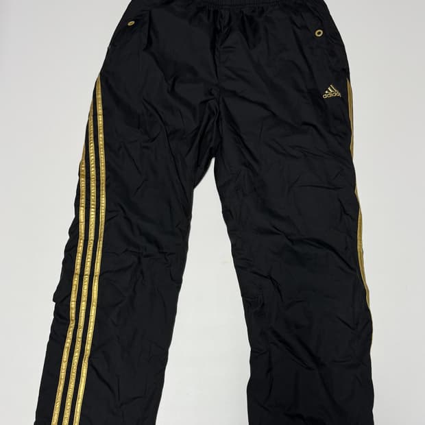 아디다스 올드스쿨 블랙 골드 트레이닝 와이드 트랙팬츠 L