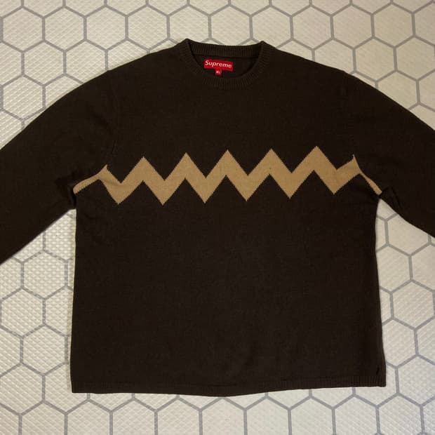 (XL) 슈프림 03FW 찰리브라운 니트 스웨터 브라운