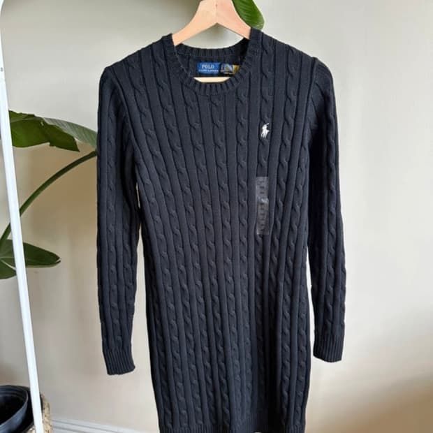 폴로 랄프로렌 블랙 케이블 니트 원피스 m 새상품