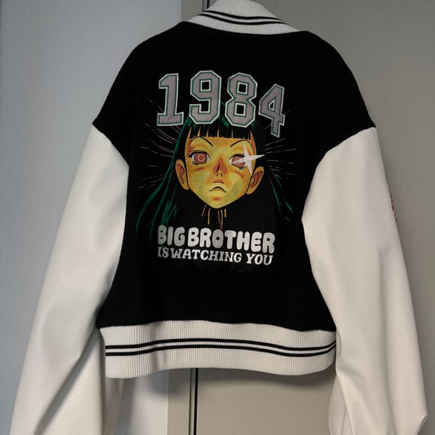 선데이오프클럽 1984 short quilted varsity jacke