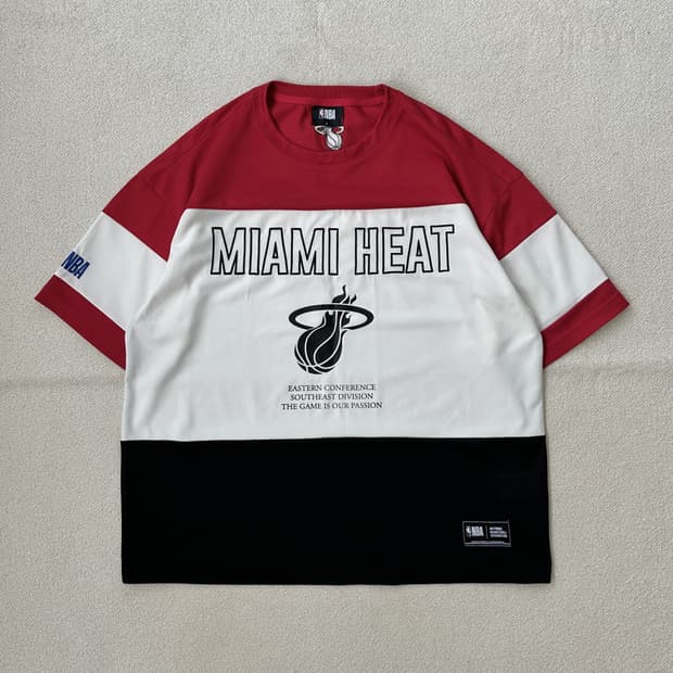 NBA 마이애미 히트 블록 오버핏 메쉬 티셔츠