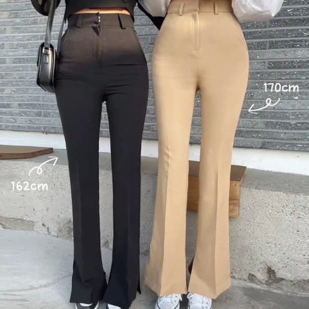 하이웨스트 트임 롱 부츠컷 슬랙스 베이지s