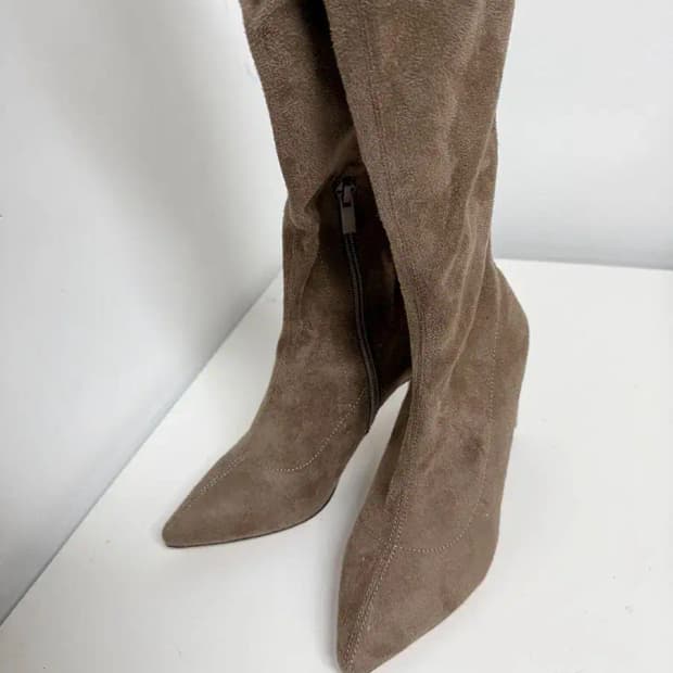 싸이하이 니하이 스웨이드 롱부츠 9cm 230 브라운 블랙