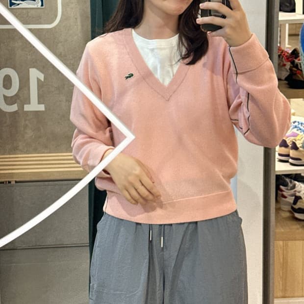 새상품) 라코스테 울100 브이넥 니트 브라운