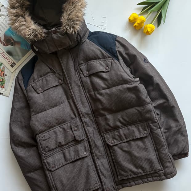 adidas 아디다스 브라운 퍼 후드 패딩 점퍼