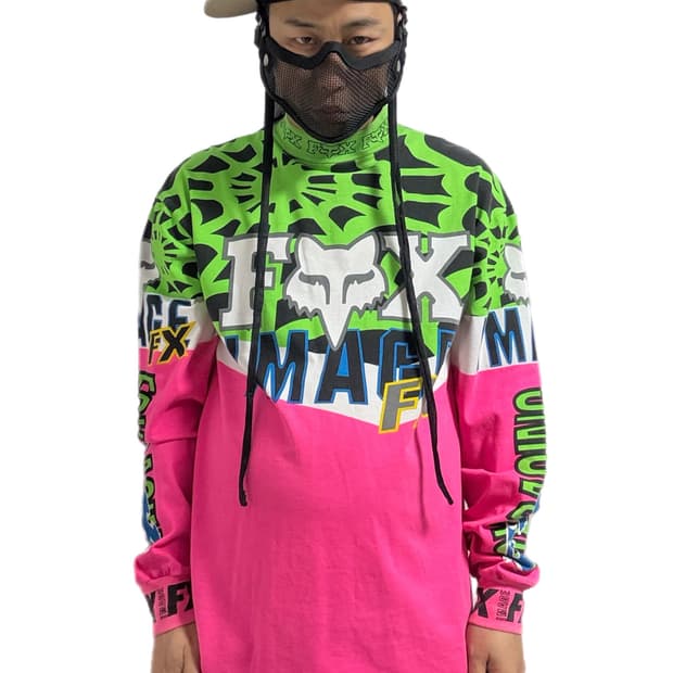 초레어 90s 폭스 모토  레이싱 스파이더웹 💚🩷 롱슬리브