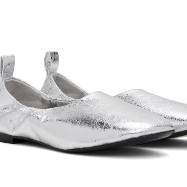 사이먼 밀러 실버 메탈릭 발레리나 플랫