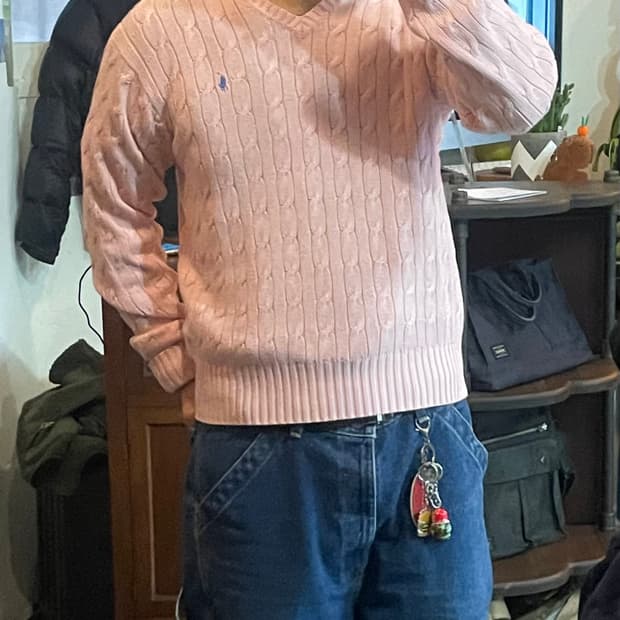 폴로 핑크 니트 80