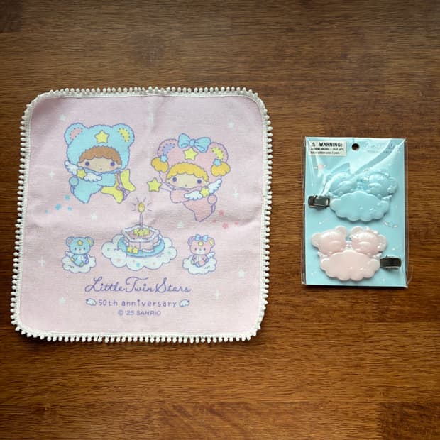산리오 리틀트윈스타 50주년 헤어핀 손수건 세트