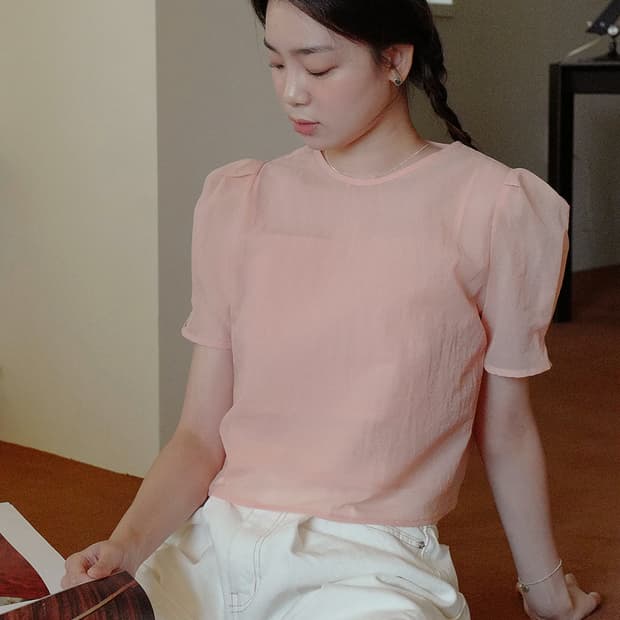 플로움 신상 시스루 블라우스
