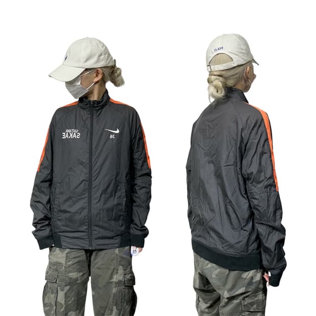 나이키 차콜 오렌지 사이드 라인 바람막이 자켓 S