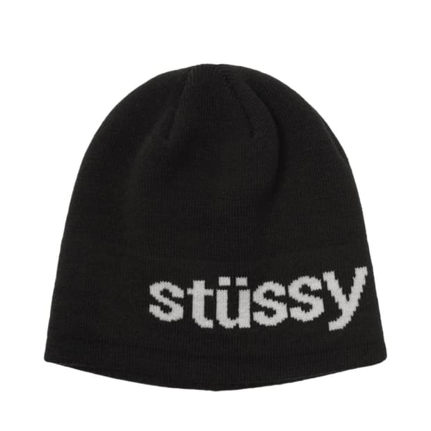 스투시 헬베티카 자카드 비니 블랙