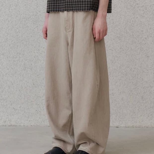 노운 wide curved denim pants