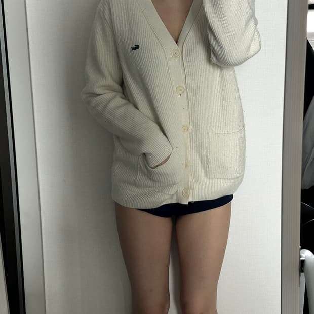 라코스테 아이보리 니트 가디건