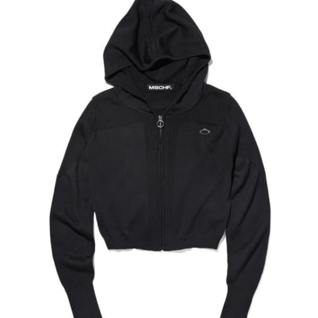 미스치프 롬버스 니트 후드 블랙