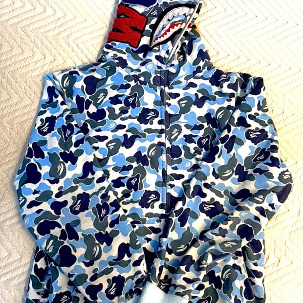 베이프 ABC 카모 샤크 풀 집 후드 블루 (정품)급처