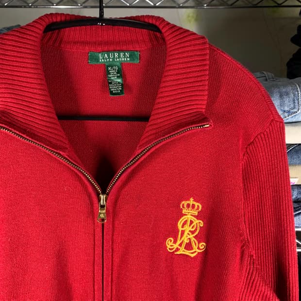 [XL] 로렌 랄프로렌 자수포인트 니트집업