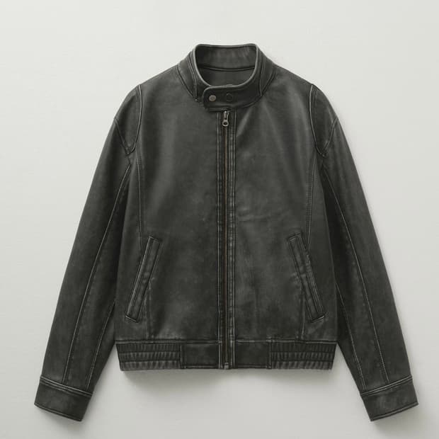 헬레네파리스 워시드 레더 블루종 점퍼 [빈티지 그레이]