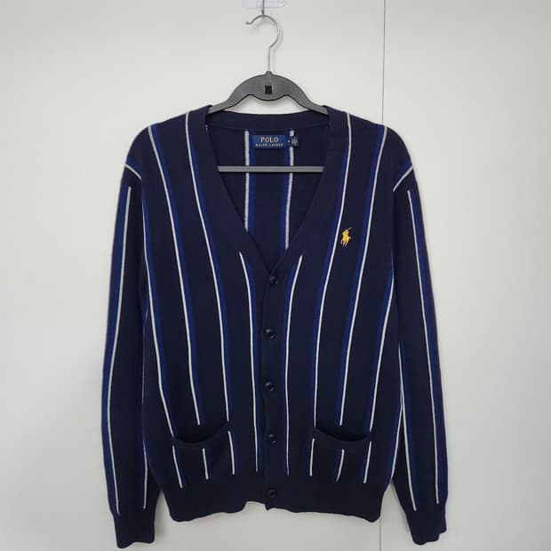 폴로랄프로렌 100 캐시미어가디건 브이넥가디건 스트리이프가디건