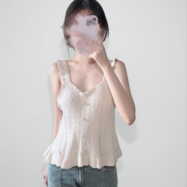 빈티지 일브 니트 나시 슬리브리스