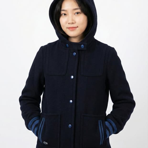 라코스테 라이브(Lacoste L!VE) 울 블렌드 후드 코트